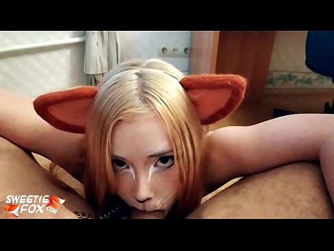 ❤️ Kitsune د هغې په خوله کې ډیک او کم تیر کړ ☑  په ps.robosexshop.ru